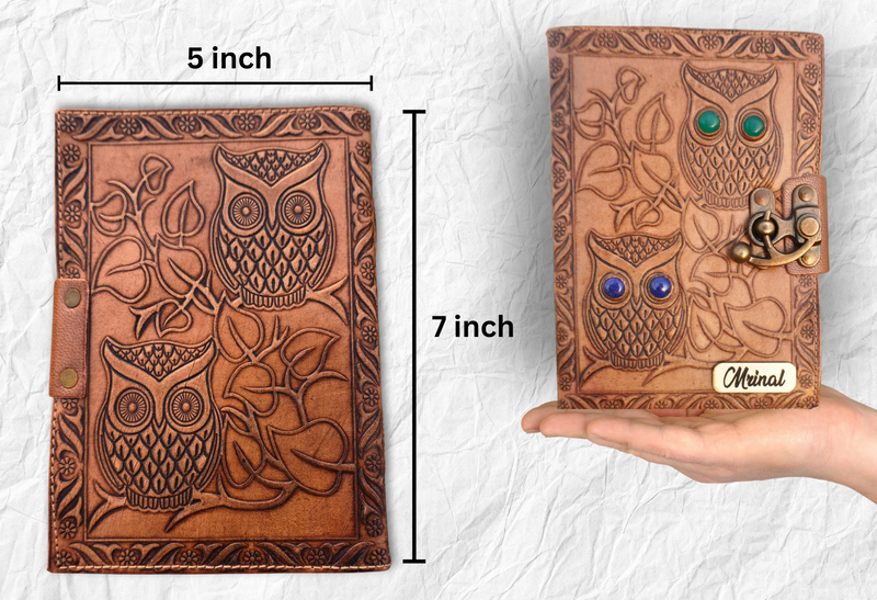 Leather Journal - Owl Embossed Design