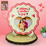 Table Top Round Wooden Photo Gift for Your Loved One | Personalized Desk Decor | WonderGifts.in