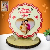 Table Top Round Wooden Photo Gift for Your Loved One | Personalized Desk Decor | WonderGifts.in