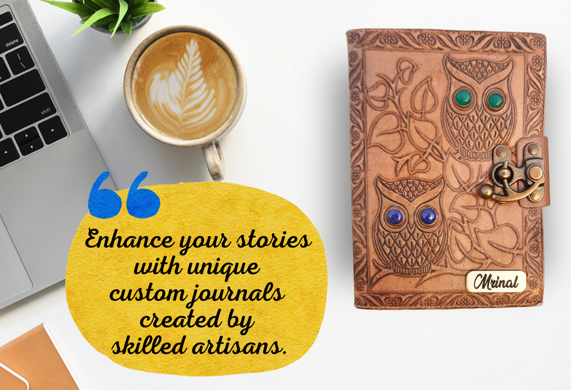 Leather Journal - Owl Embossed Design