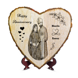 Customized Heart Shaped Wooden Slices with Natural Bark