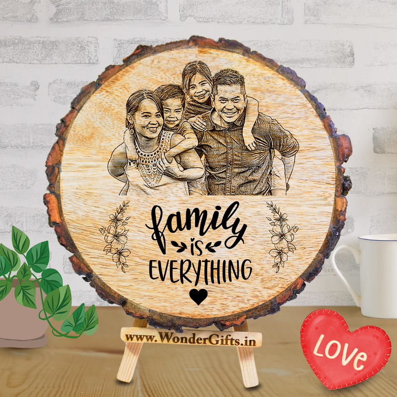 Personalised Round Wooden Slice - A Gift from the Heart (Design 8)